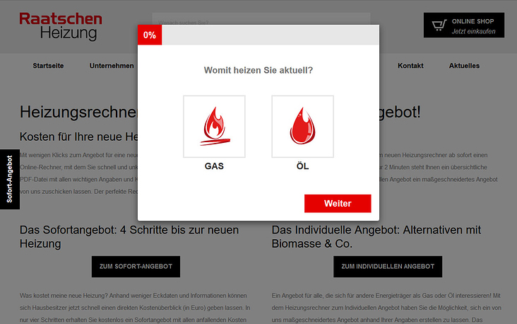 Raatschen Heizung – mehrstufiges Formular