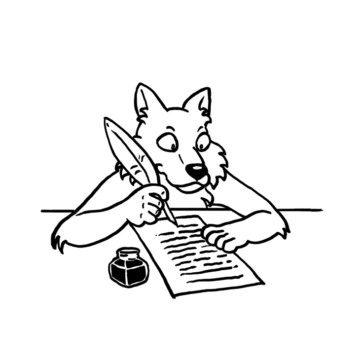 Illustration eines Klassenmaskottchens Wolf