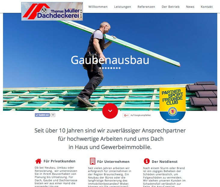 Webseite für Dachdeckerei