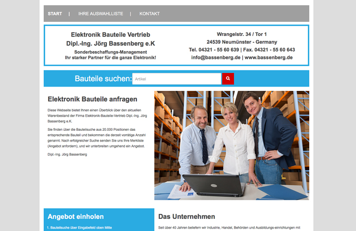 Webseite für einen Elektronik-Fachhandel