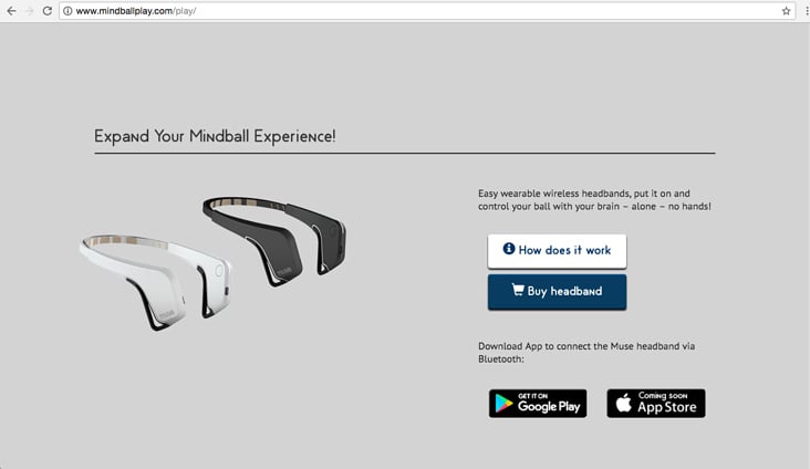 Mindball Play Game Website design and development – Mindball Play headband
