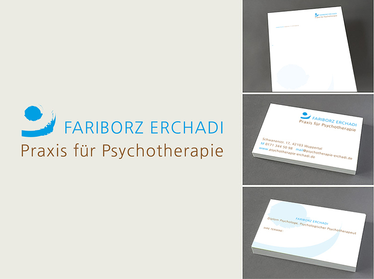 Logogestaltung und Geschäftspapiere für die Psychotherapiepraxis Erchadi, Wuppertal