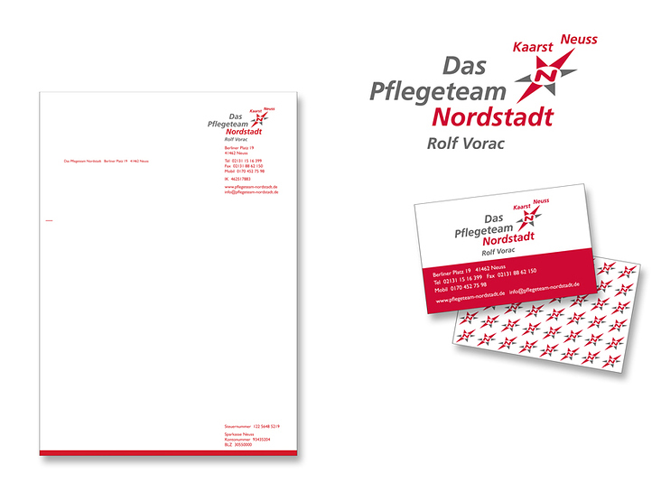 Logo- und Geschäftspapiergestaltung für den Pflegedienst Nordstadt, Neuss