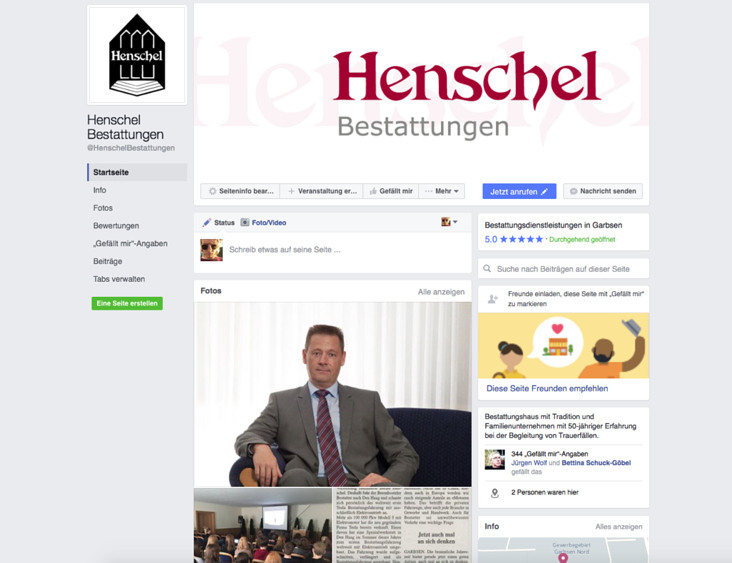 Blick auf die neu erstellte Facebook-Seite