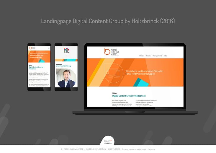 Landingpage Digital Content Group by Holtzbrinck (2016)