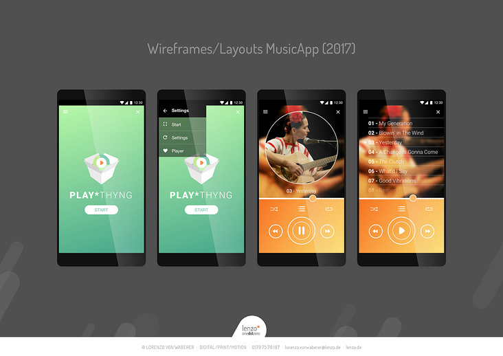 Wireframes/Layouts MusicApp (2017)