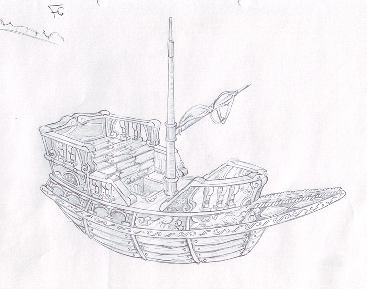 Schiffskizze für das Computerspiel Anno 1701