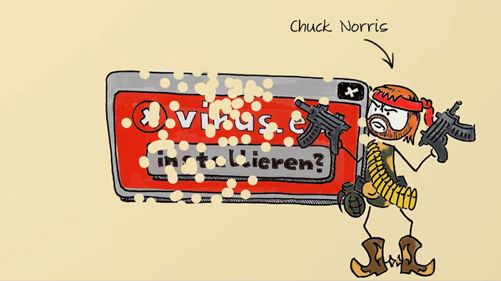 Chuck Norris erschießt einen Virus