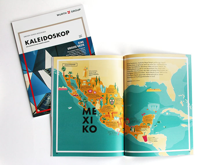 Illustrierte Mexiko Karte in Kaleidoskop – Das Magazin der Würth Gruppe