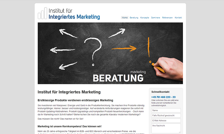 Joomla Website Institut für integriertes Marketing