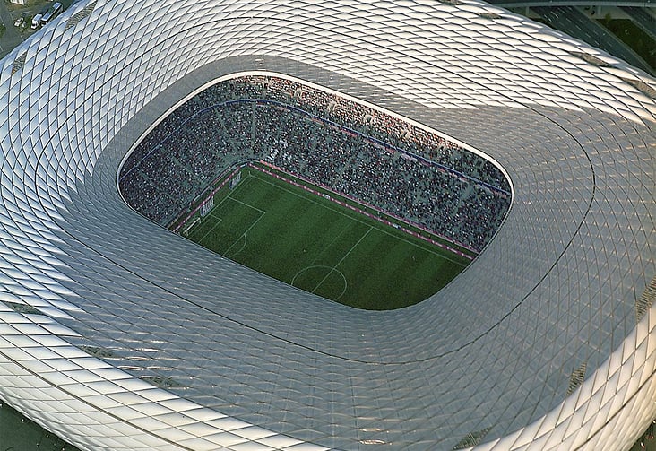 Luftaufnahme Allianzarena...vor dem Anpfiff