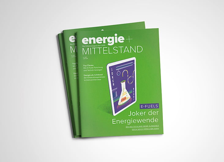 Coverillustration für „energie+MITTELSTAND“ zum Thema „E-Fuel“