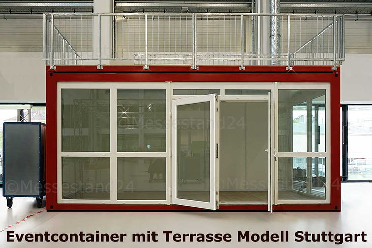 Showcontainer, Eventcontainer mit Terrasse, Modell Stuttgart