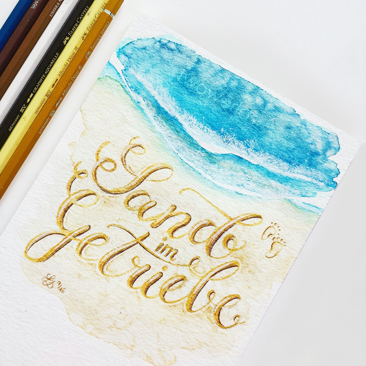 Watercolor Lettering „Sand im Getriebe“