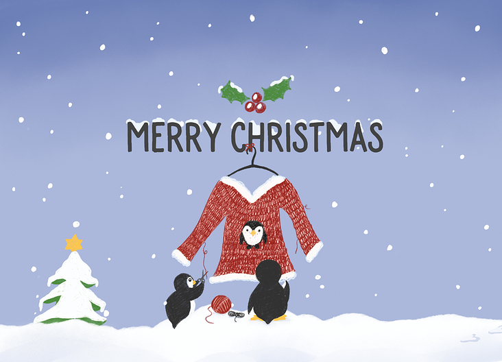 Weihnachtskarte „Pinguine“
