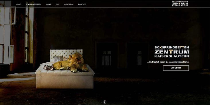 Homepage für Betten-Geschäft