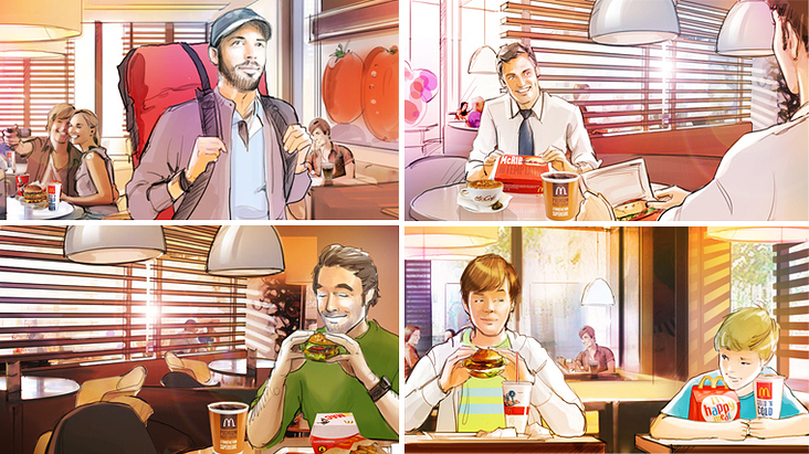 Storyboard-Illustrationen „McDonalds“