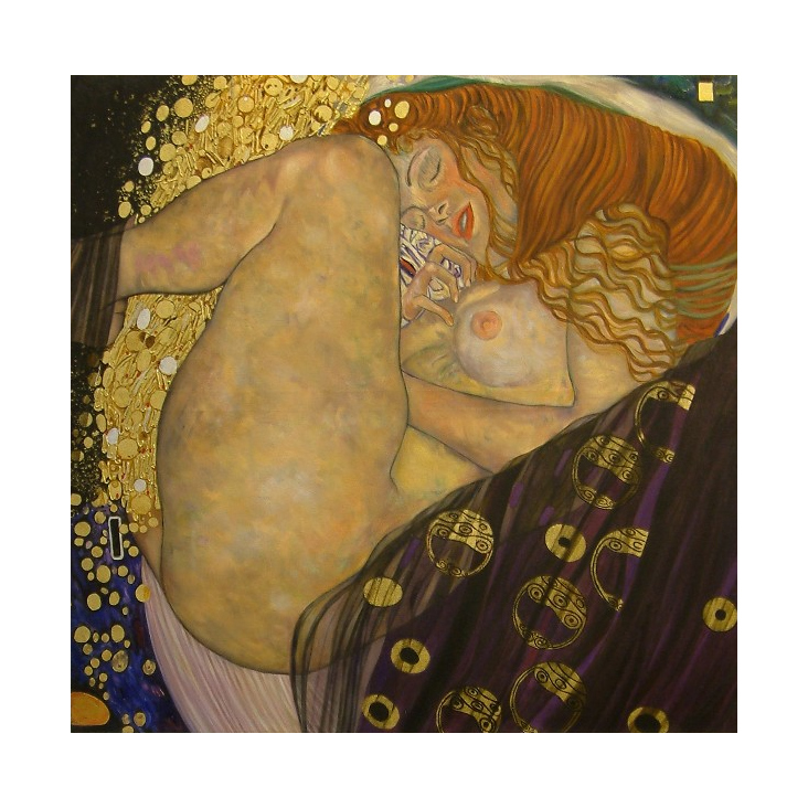 Gemälde – Kopie: Danae, nach Klimt, 140 × 140 cm, Öl auf Leinwand – Leipzig