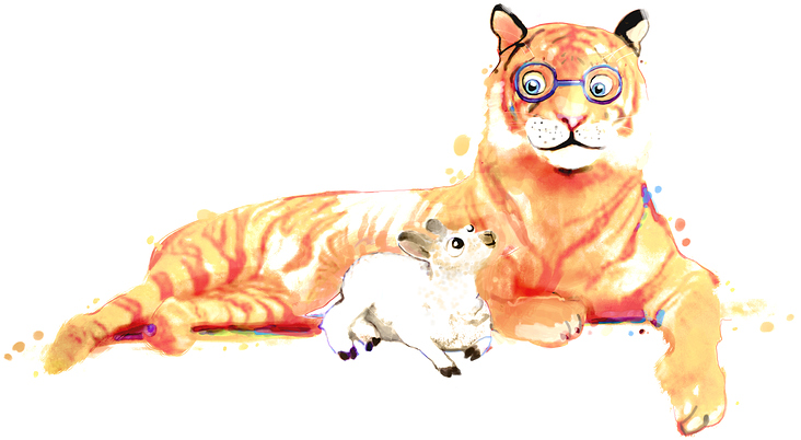 Tiger und Lamm Kinderbuch Illustration