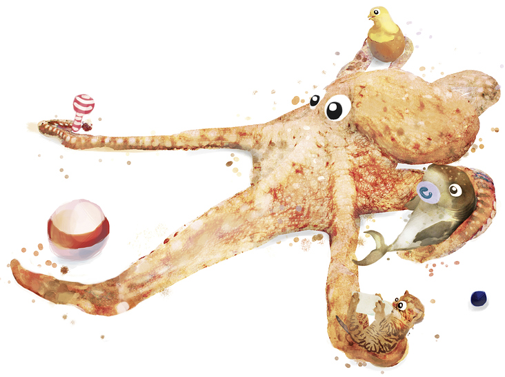 Oktopus Tagesmutter Illustration