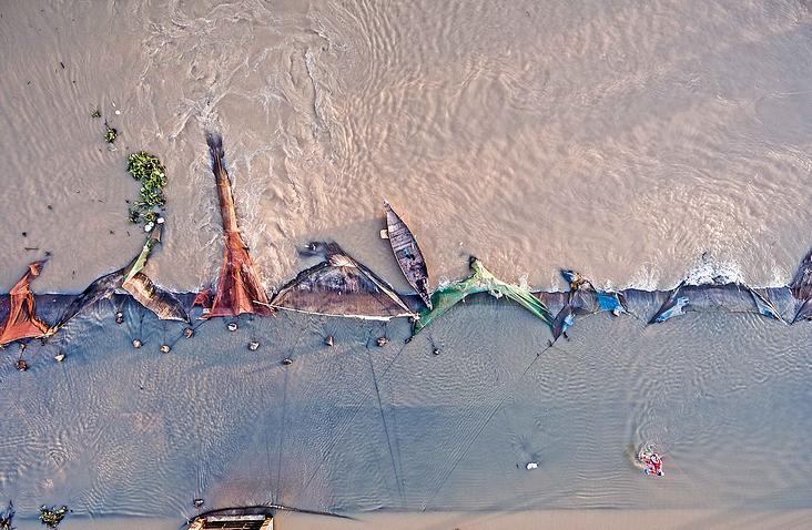 Hafen / Port Kampong Chhnang, Kambodscha / Cambodia (Luftbild mit einer Drohne)