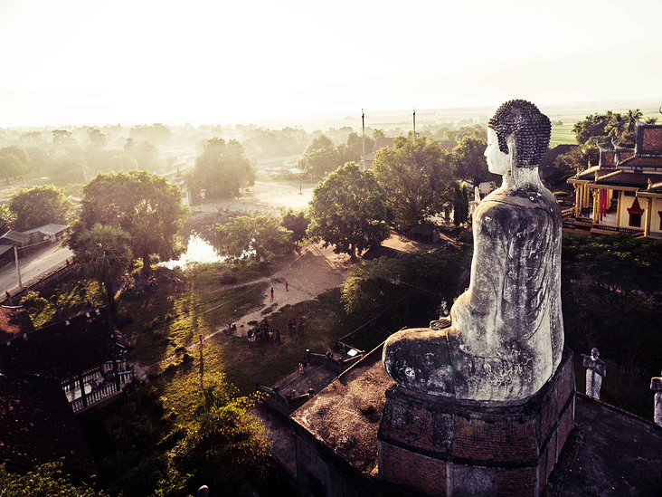 Buddha, Wat Ek Phnom, Kambodscha / Cambodia (Luftbild mit einer Drohne)