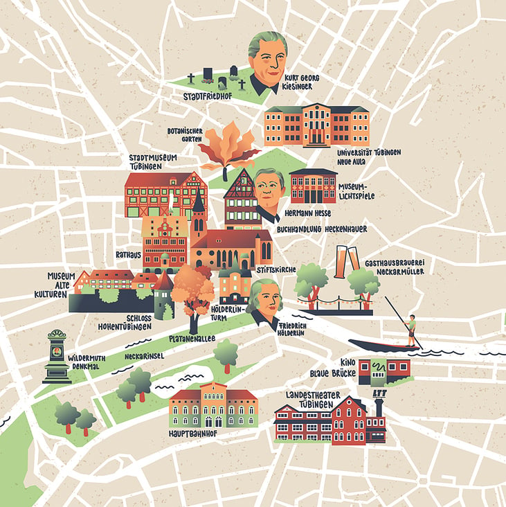 Illustrierte Stadtkarte – Tübingen