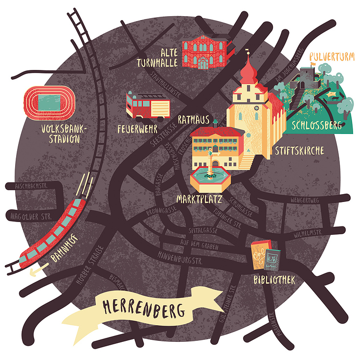 Illustrierte Stadtkarte – Herrenberg