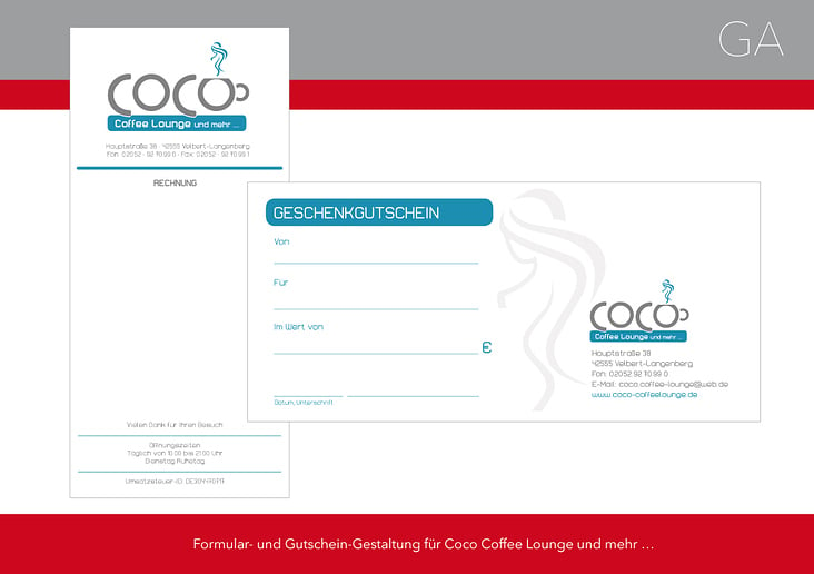 Gutschein und Bewirtungsbeleg Coco Coffee Lounge und mehr …