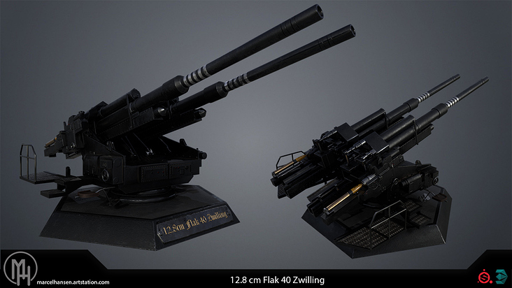 3D Modell – 12,8 cm Flak 40 Zwilling