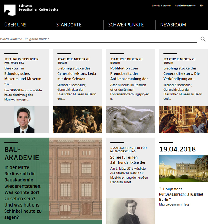 Startseite der Stiftung Preußischer Kulturbesitz