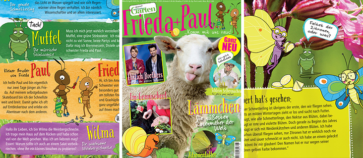 Illustrationen für das Kindermagazin „Mein kleiner schöner Garten, Frieda & Paul – komm mit uns raus“ (Burda Verlag)