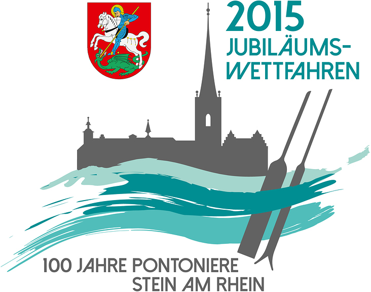 Logo für das Jubiläums-Wettfahren 2015 der Pontoniere Stein am Rhein