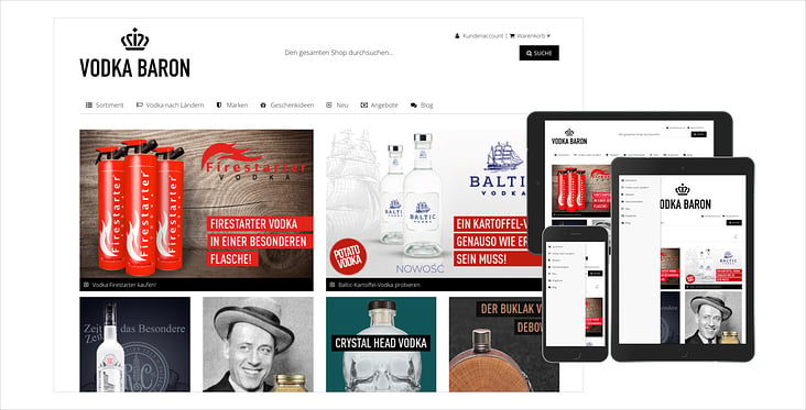 Webdesign für Onlineshop Vodka-Baron.com