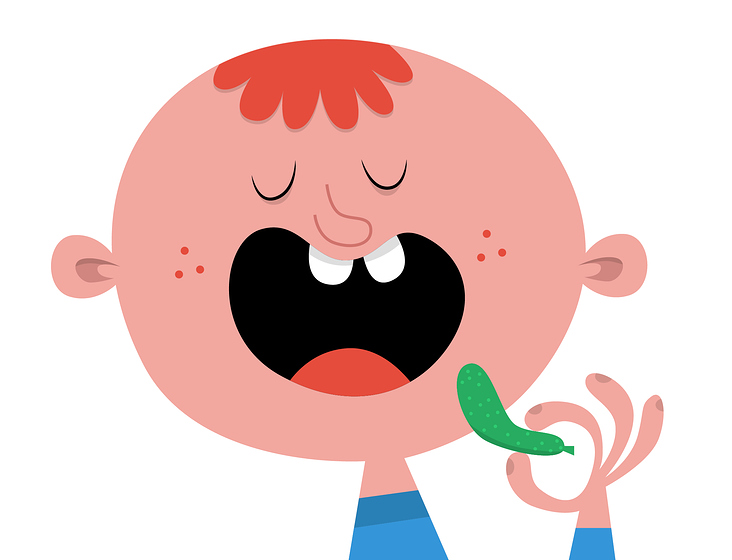 Mund: Mit meinem Mund schmecke ich. Ich mag saure Gurken.