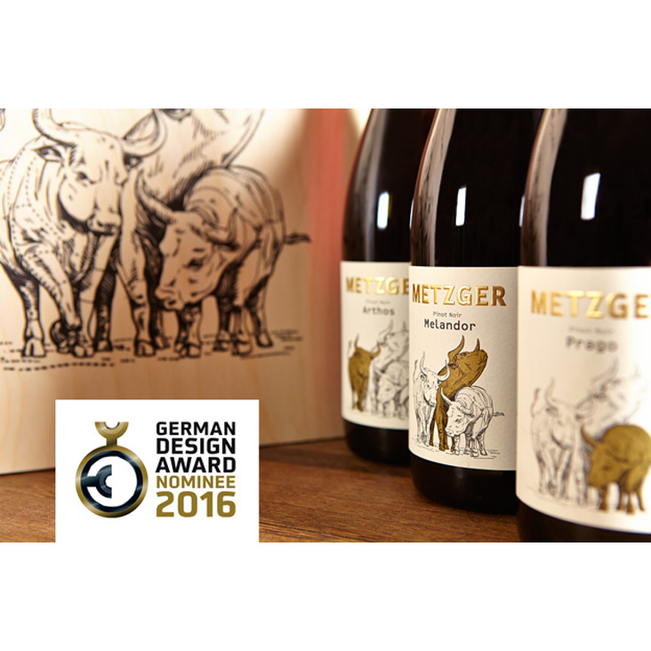 Metzger Pinot Tauren – Wein Etikett Illustration