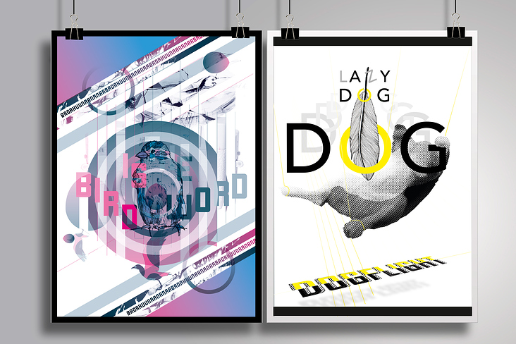 Grafikdesign Poster „Bird is the word“ / „Lazy Dog“