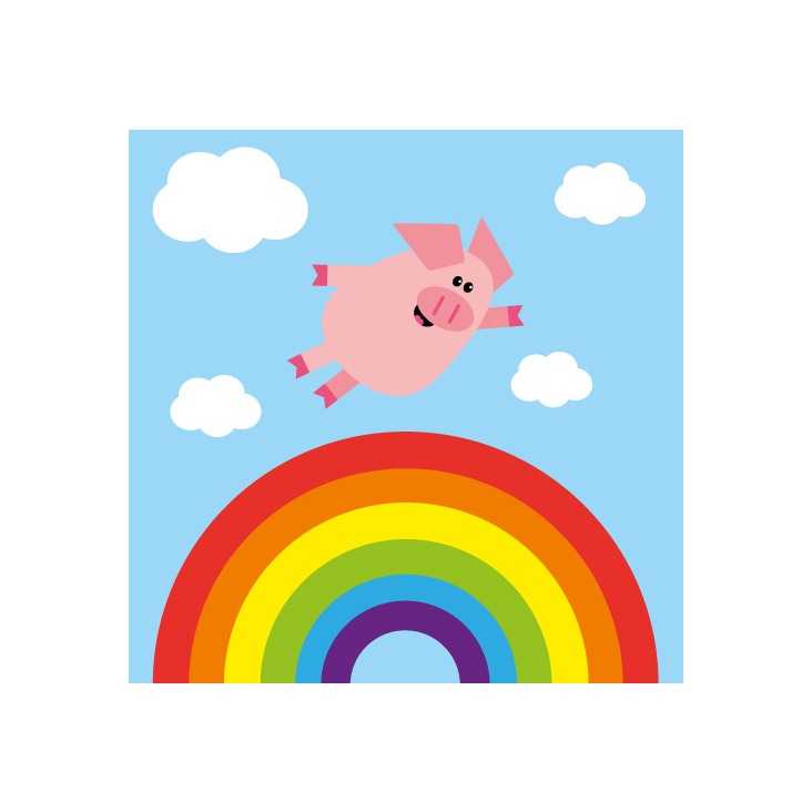 Anneliese das Abenteuerschwein springt über den Regenbogen