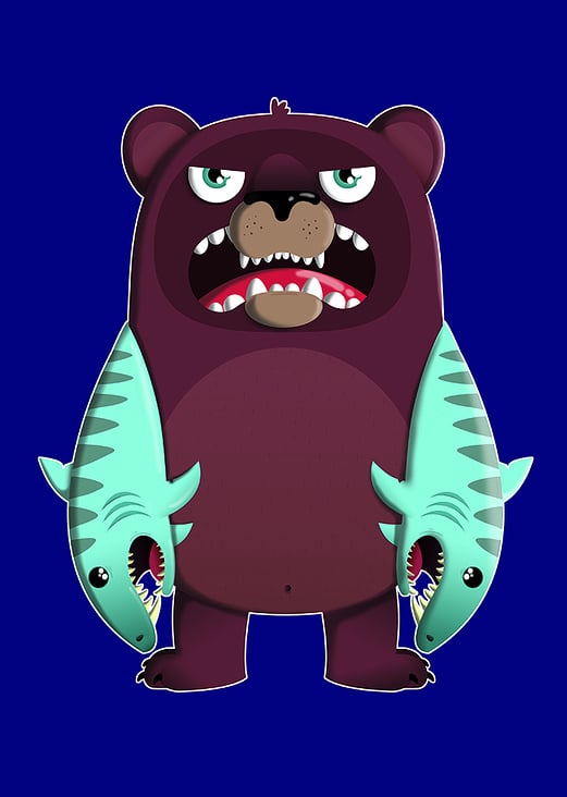 Bear with shark for arms