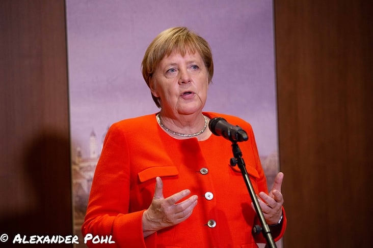 Angela Merkel gibt in München ein Statement