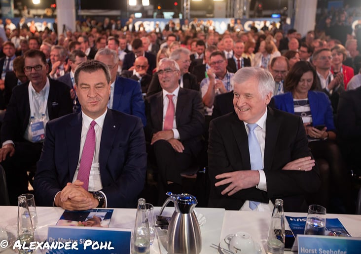 Markus Söder und Horst Seehofer beim Parteitag der CSU in München