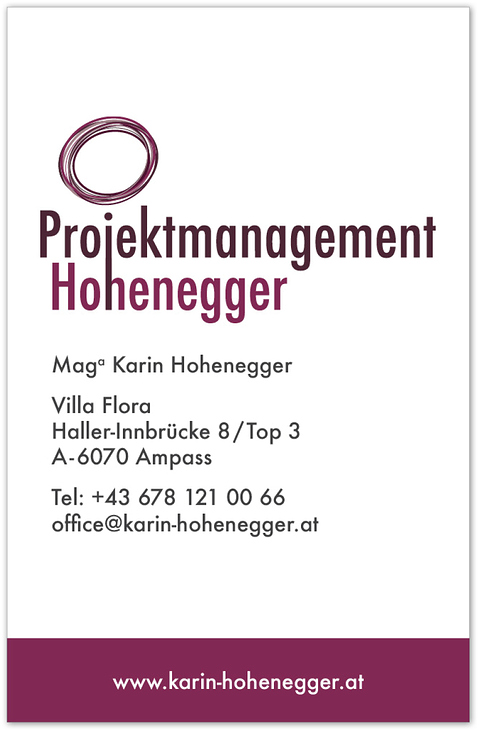 Projektmanagement Hohenegger – Visitenkarte