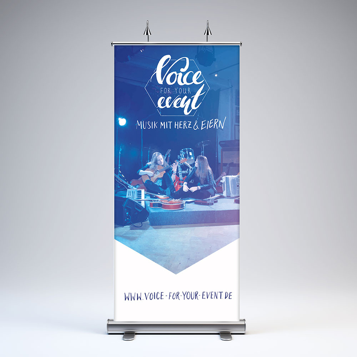 Roll-up, Voice for you event, Corporate Identity Entwicklung 2018 (Fotos: Lichtbildbude Wermelskirchen)