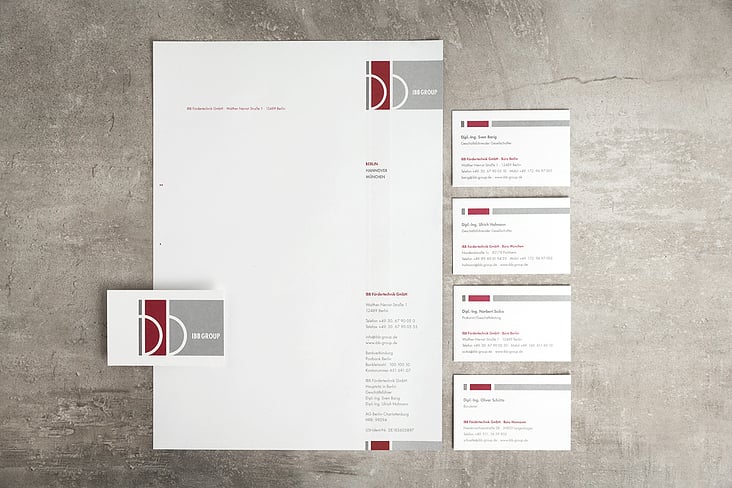 Corporate Design für die ibb Fördertechnik GmbH – Komplette Geschäftsausstattung und Beschilderung des Hauptsitzesder ibb Group