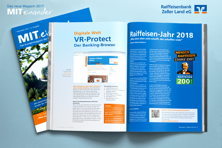 Raiffeisenbank Zeller Land eG Mit.einander Magazin II 2018 Titel und Innenteil