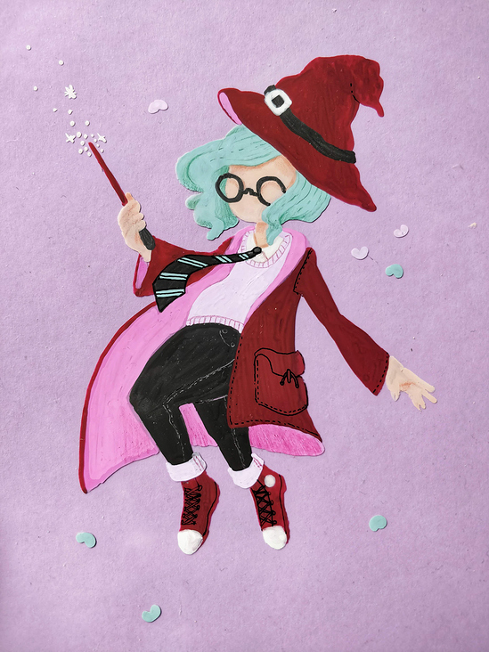 Marker on foil – Harry Potter witch