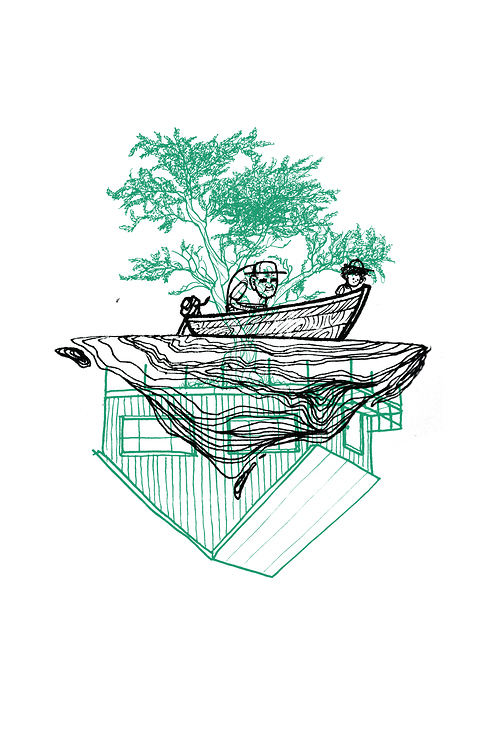 illustrationsreihe zu „gone to water“ // visualisierung der fortschreitenden demenz des hauptcharakters durch schlüsselszenen