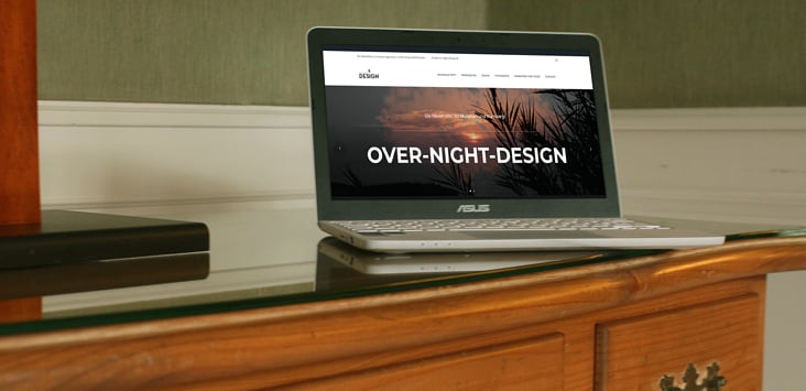 Mockup für neue Homepage für neue Firma OVER-NIGHT-DESIGN coming soon