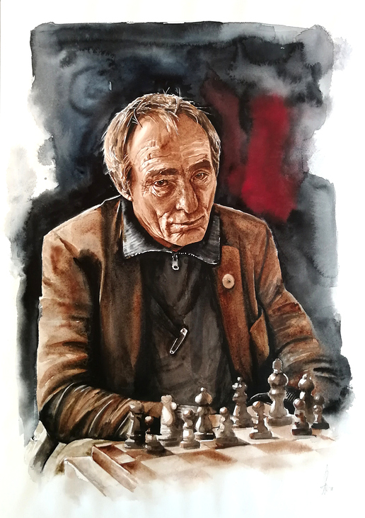 der schachspieler, watercolor