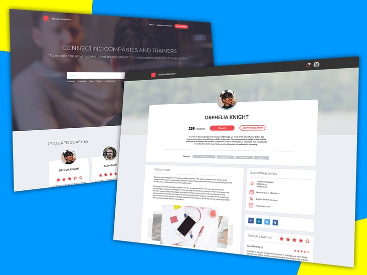 Trainers Review – Mentoring Platform / UX- & UI-design